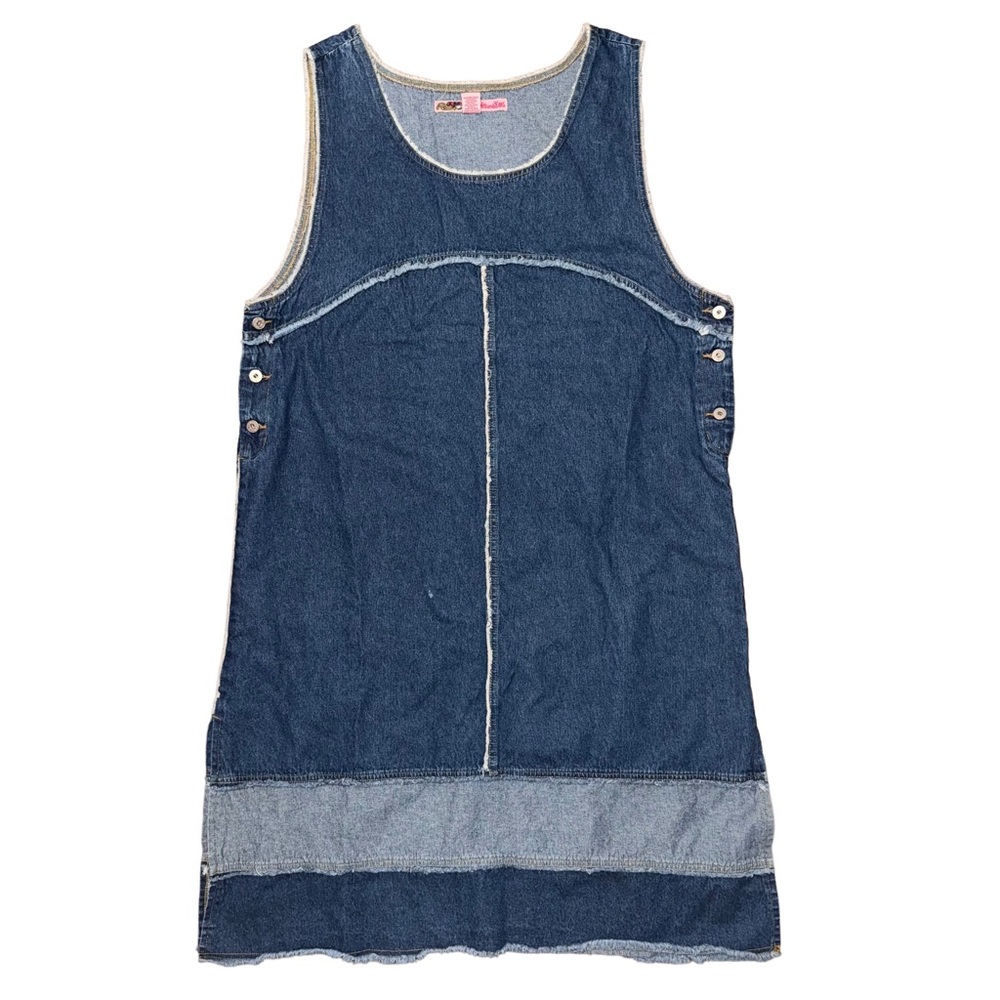 Me & You Y2K Denim Sleeveless Plus Size Midi Jean Dress Frayed Cottagecore Boho